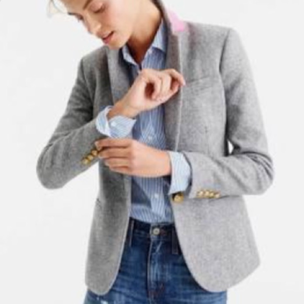 J. Crew Gray Blazer with Gold Buttons